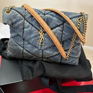 🛑 SOLD on eBay🛑 YSL Denim MEDIUM Puffer Handbag